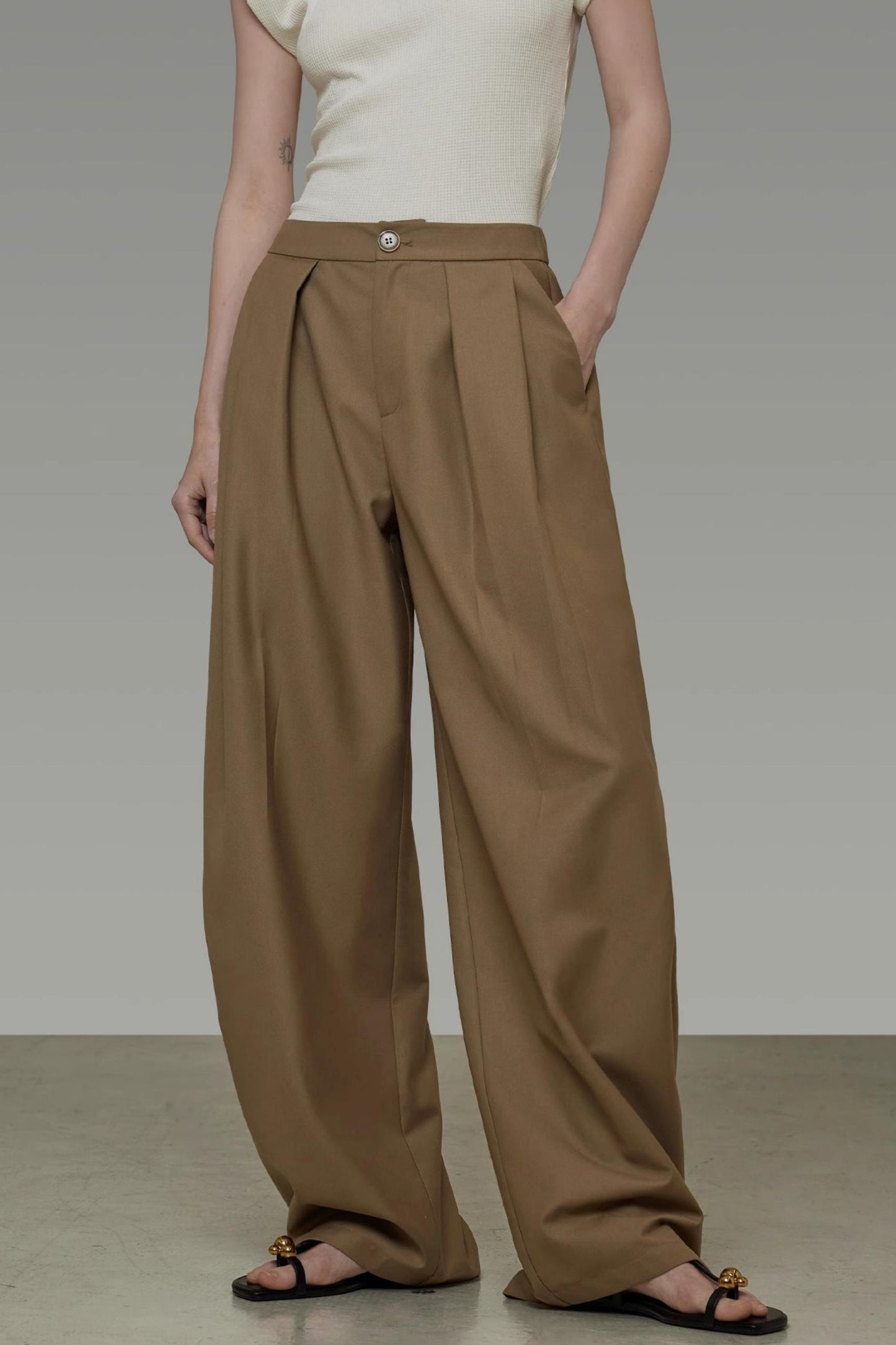 Draped Wide-Leg Pants