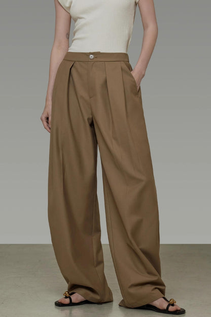 Draped Wide-Leg Pants