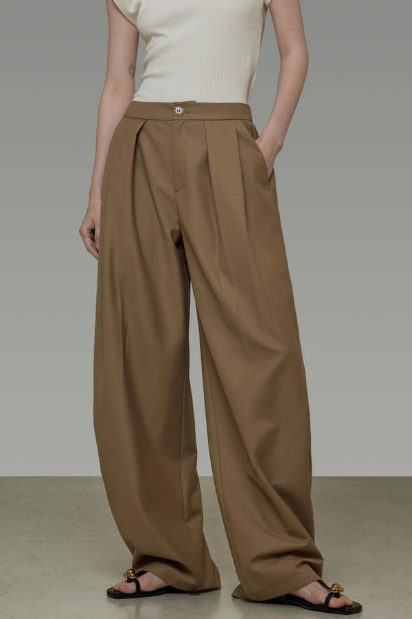 Draped Wide-Leg Pants