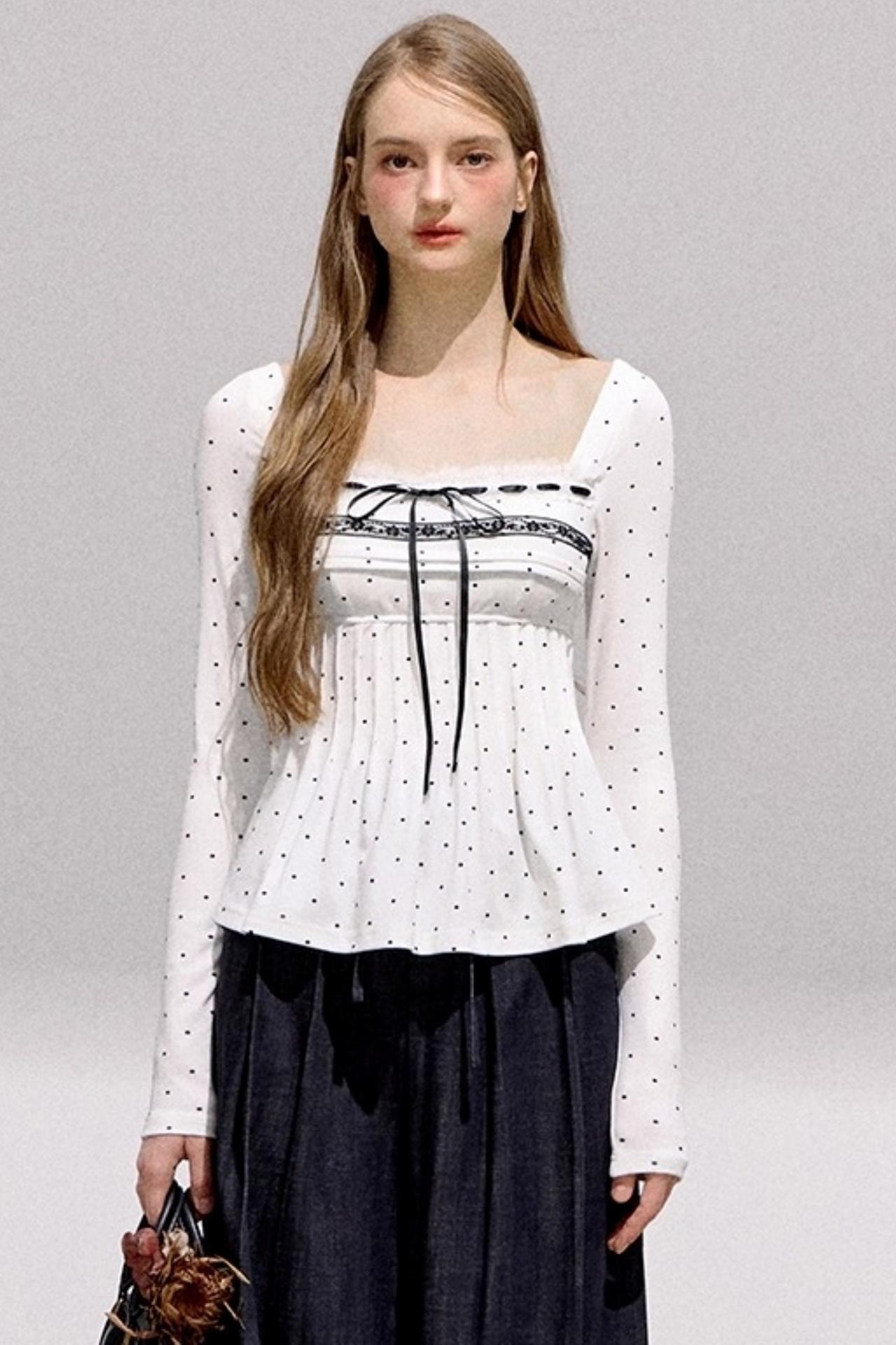 Lace Bow Polka Dot Top Set-Up