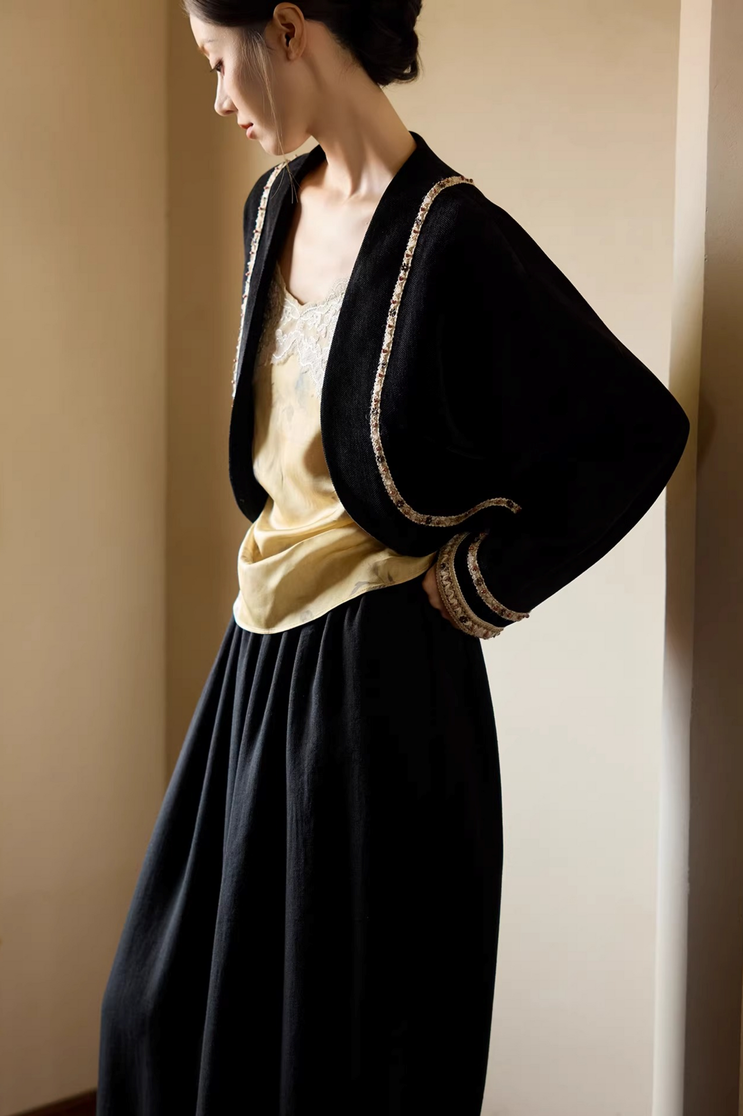 Ethnic Black Cocoon Jacket