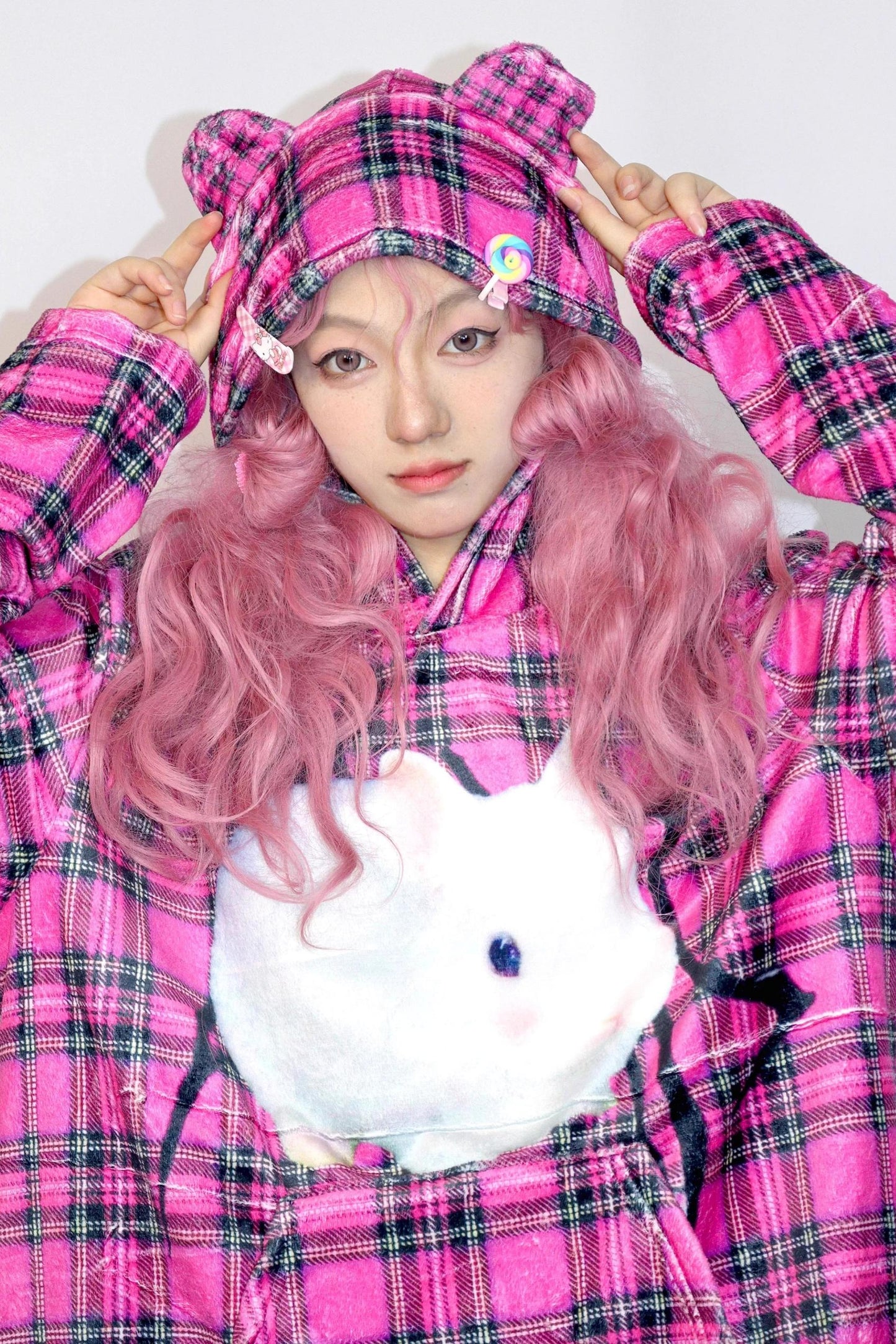 Pink Bunny Hooded Top