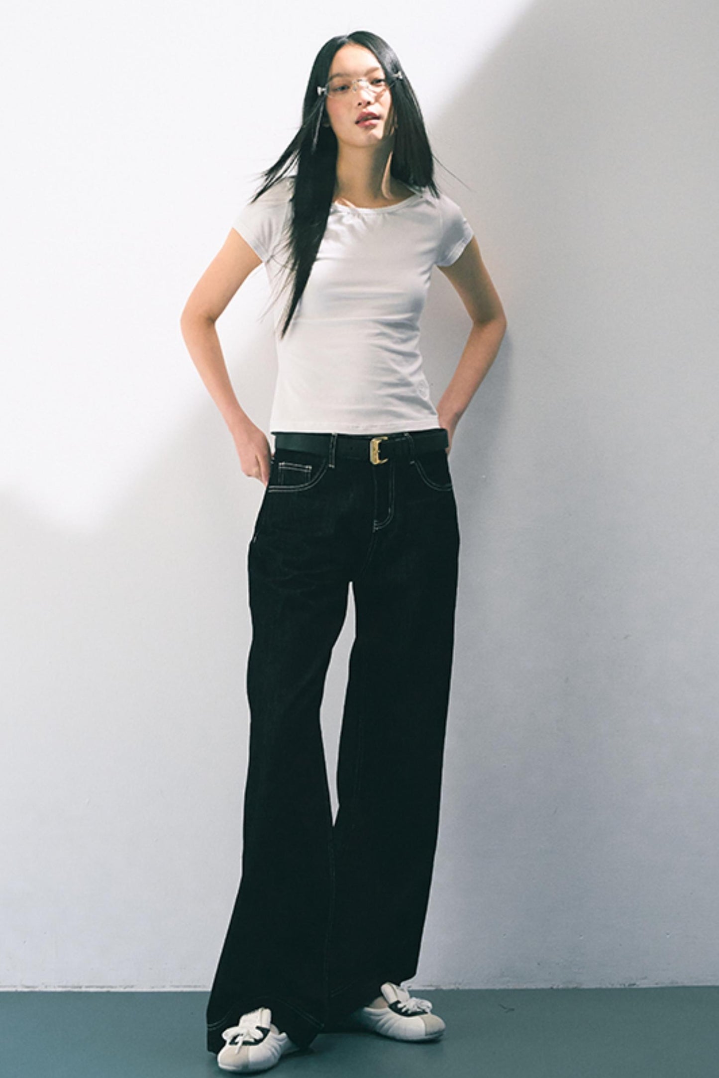 Original Cow Color Wide Leg Jeans