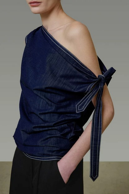 Denim Blue Off-Shoulder Top