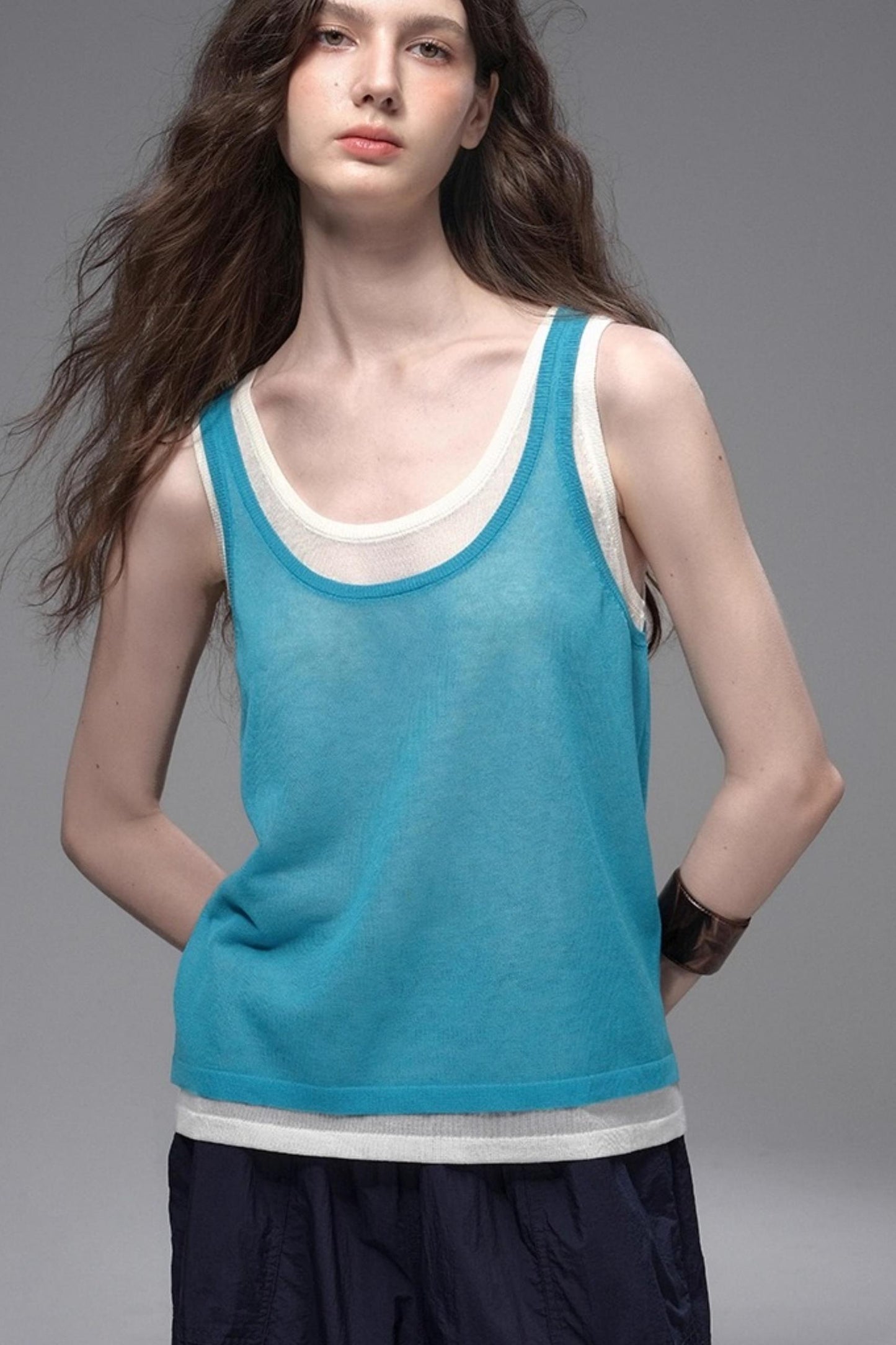 Tri-Color Linen Vest