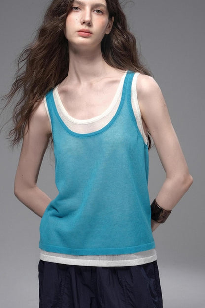 Tri-Color Linen Vest