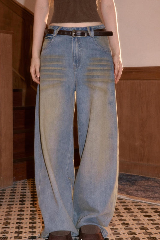 Vintage Smeared Denim Pants