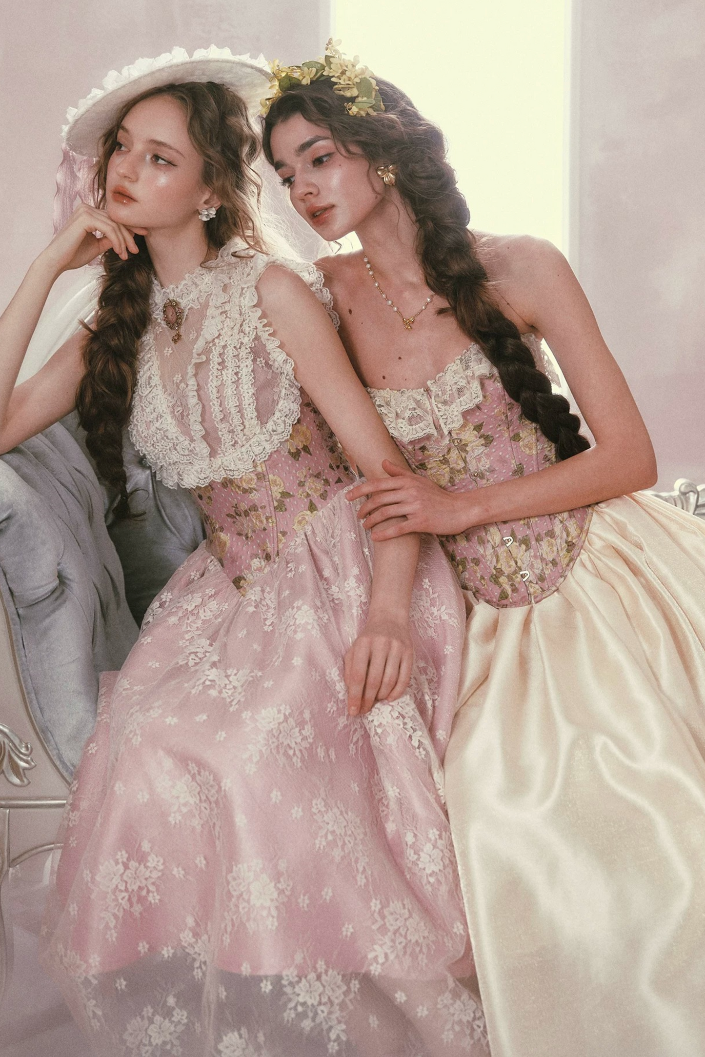 Lace Jacquard Corset Top Set-Up