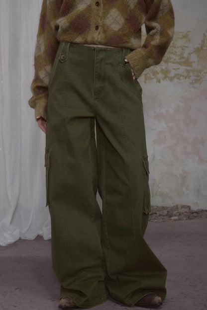 Cool Military Green Cargo Jeans