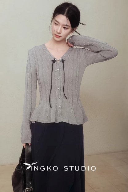Ingko Cloud Gray Knit Cardigan