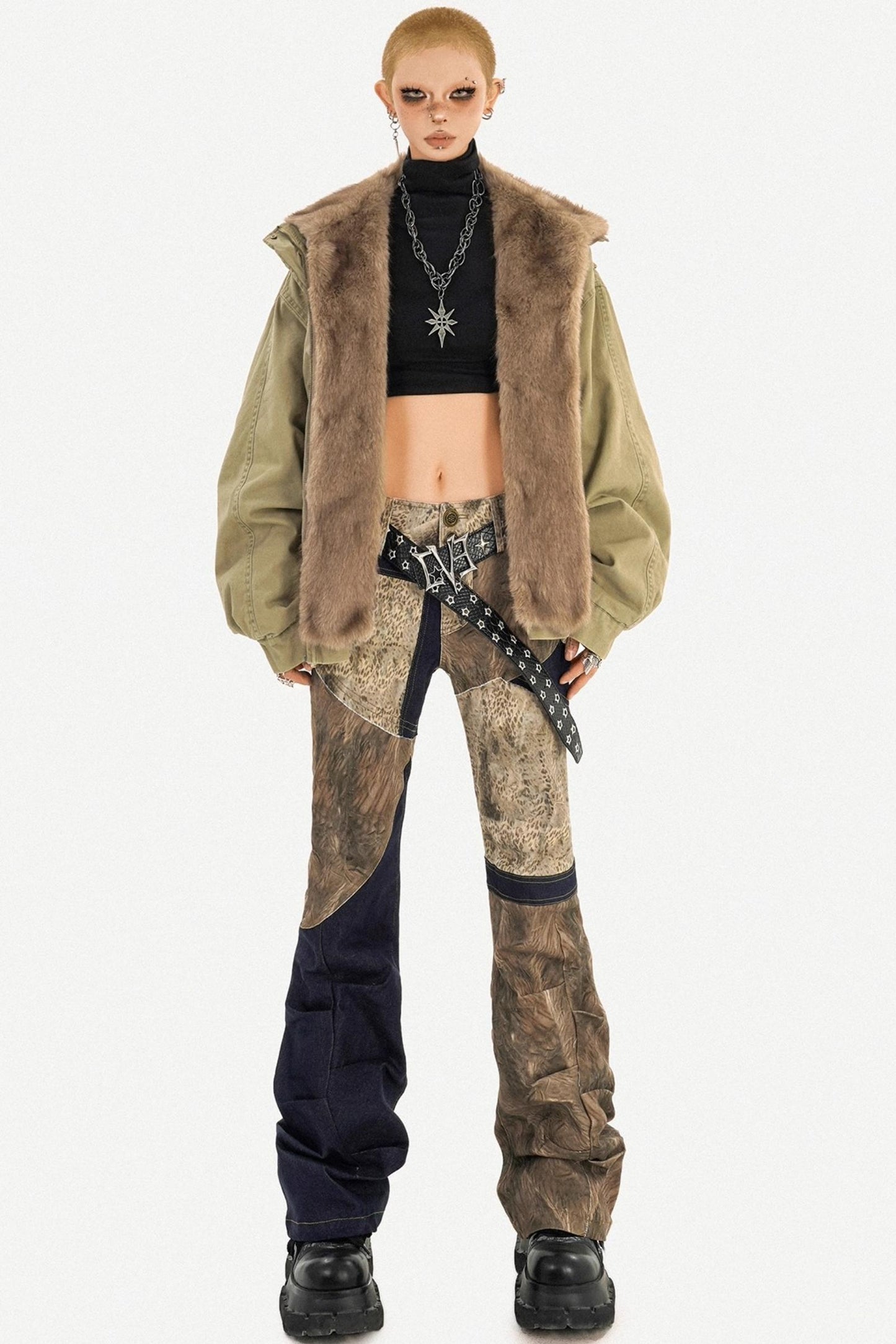 Punk Fur Collar Cotton Jacket
