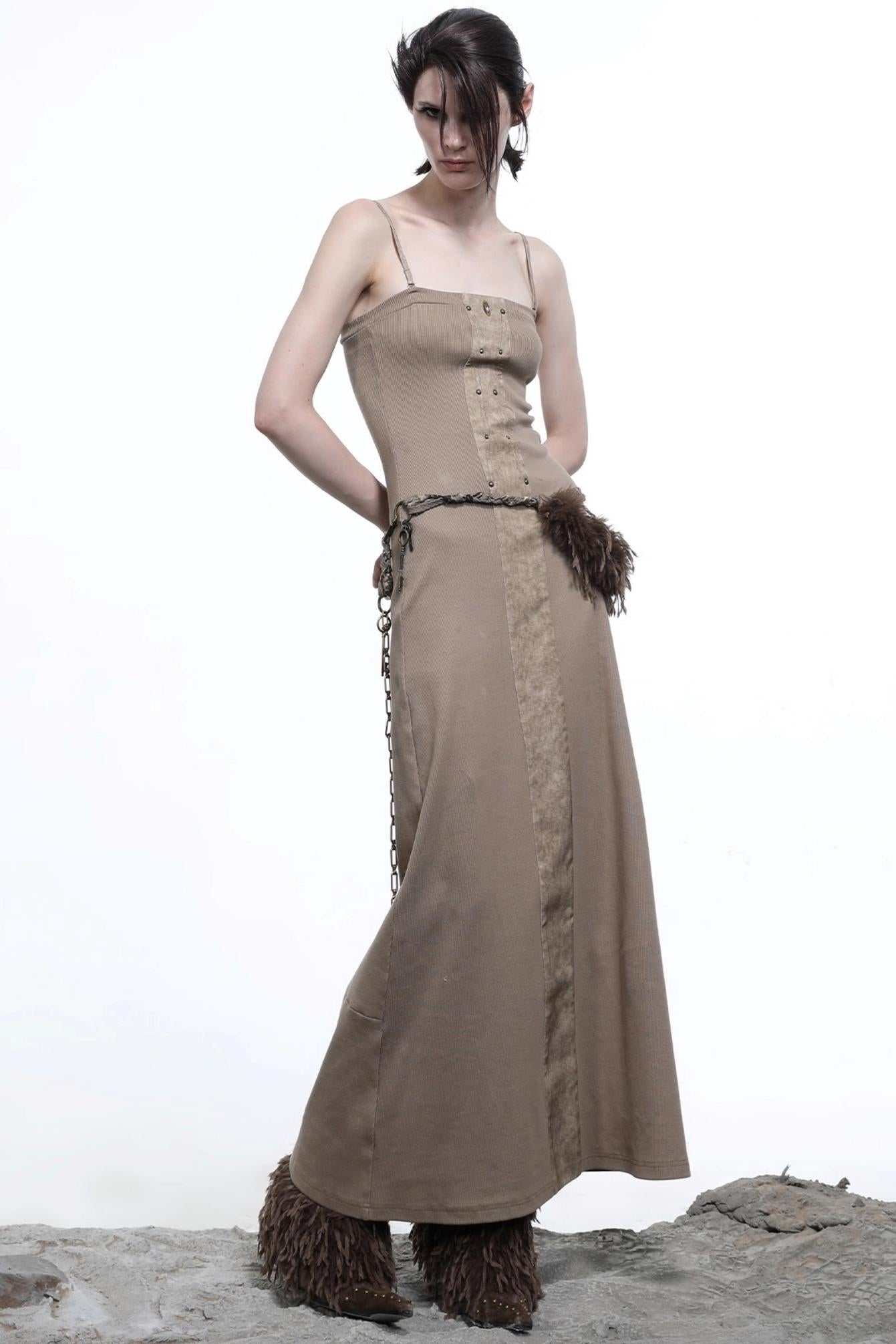 Patchwork Slim Slip Dress