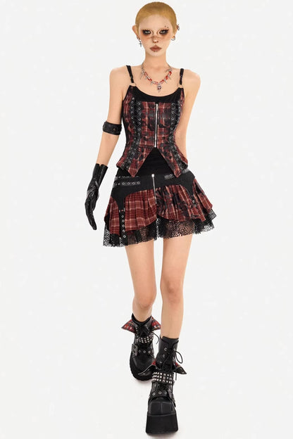 Punk Patchwork Mesh Skirt