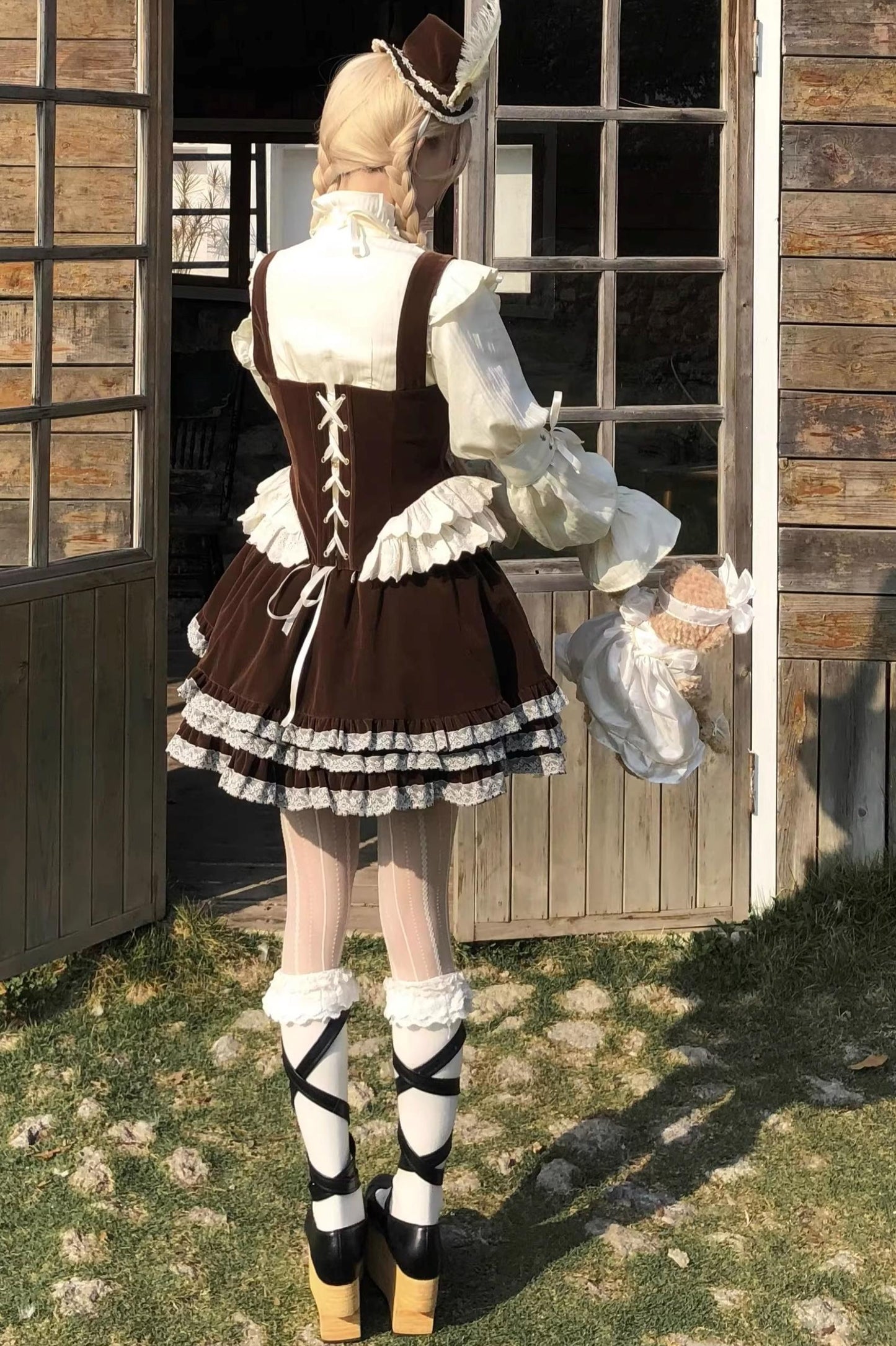 Bone Print Velvet Corset Vest