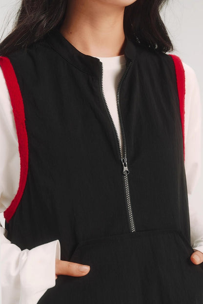 Contrast Patch Embroidery Sleeveless Dress