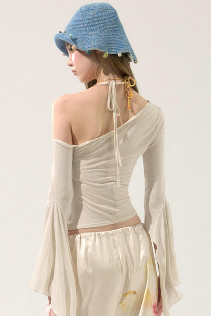 Sweet Off-Shoulder Pleated Top