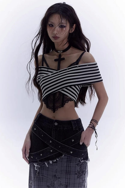 Striped Smock Blouse Set-Up