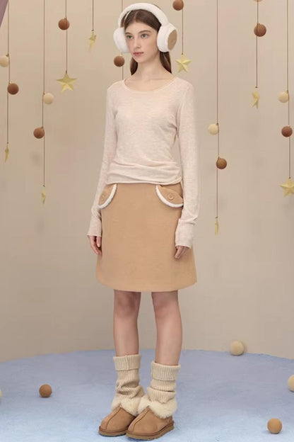 Snow Season Wool A-Line Skirt