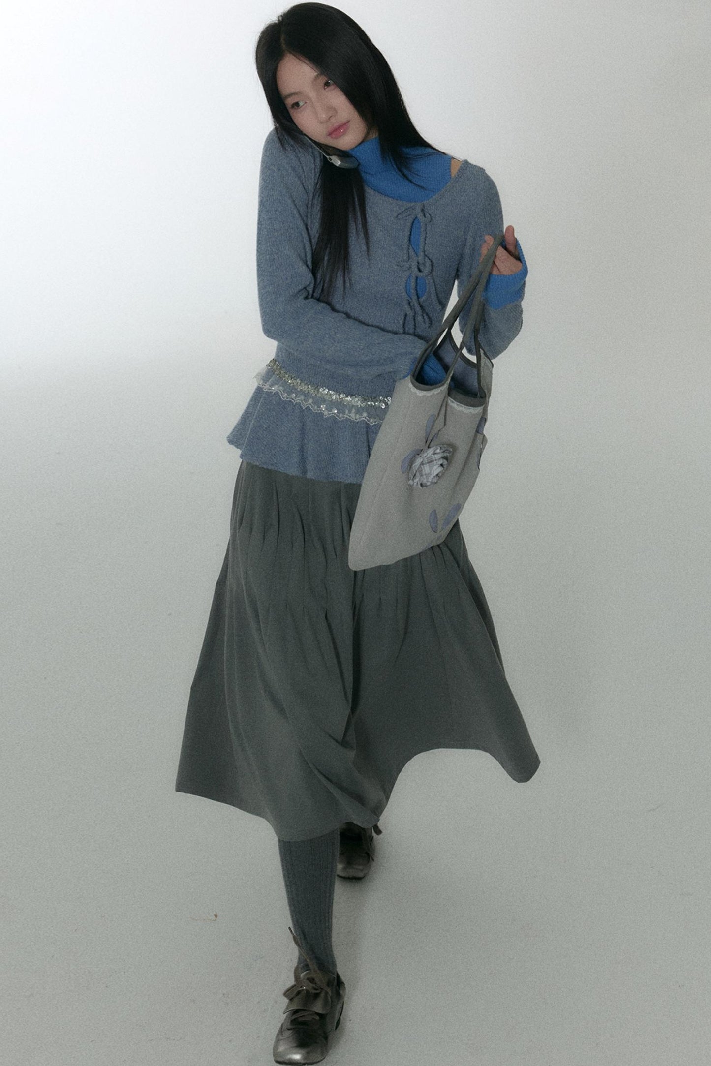 Vintage Pleated Peplum Skirt