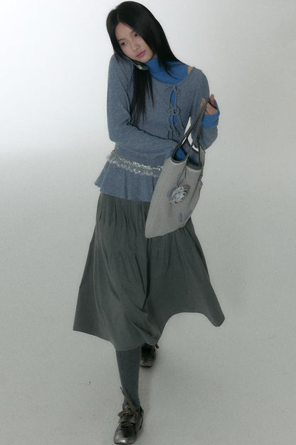 Vintage Pleated Peplum Skirt