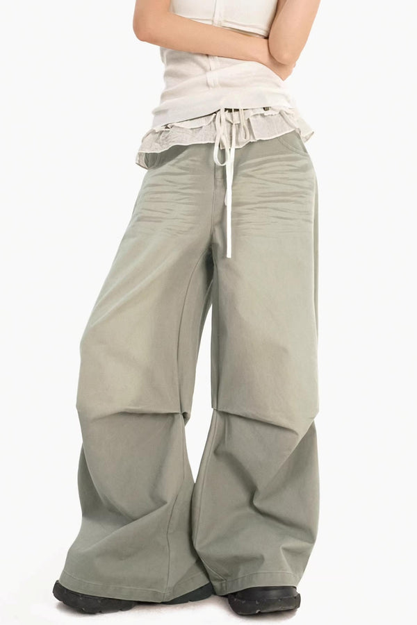 Lace Drawstring Wide-Leg Pants