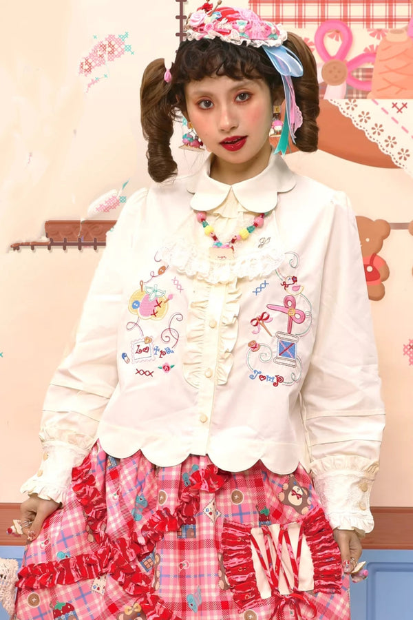 Petal Collar Embroidered Shirt