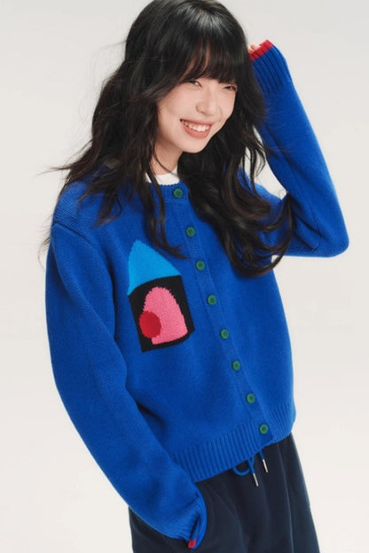 Colorful Jacquard Knitted Cardigan