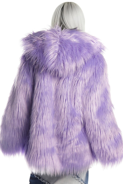 Light Purple Fur Hooded Jacket
