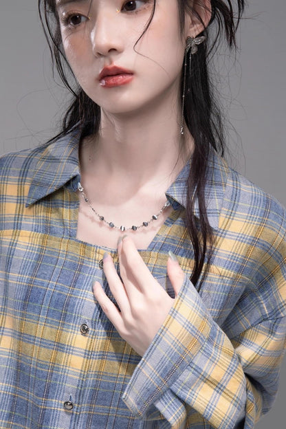 바다 소금 레몬 체크 셔츠 셋업