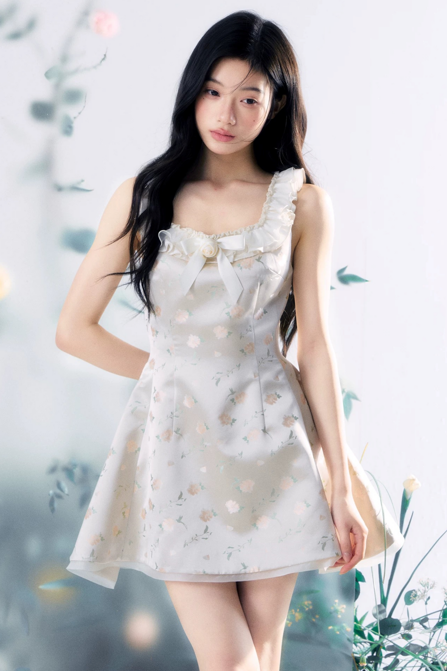 Transparent Rose Jacquard Dress