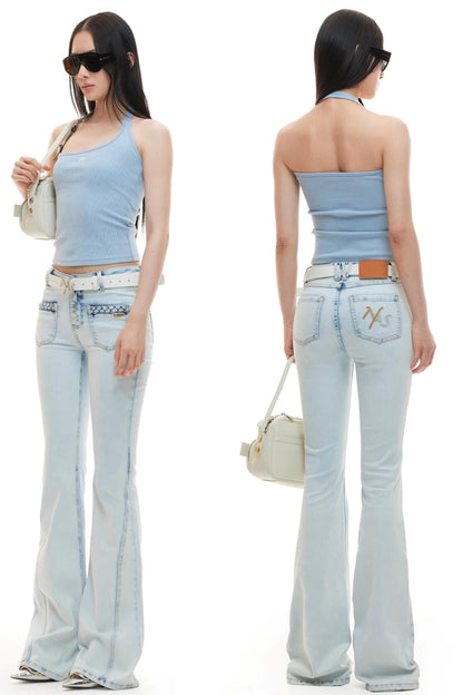 Hand-Woven Denim Flared Pants