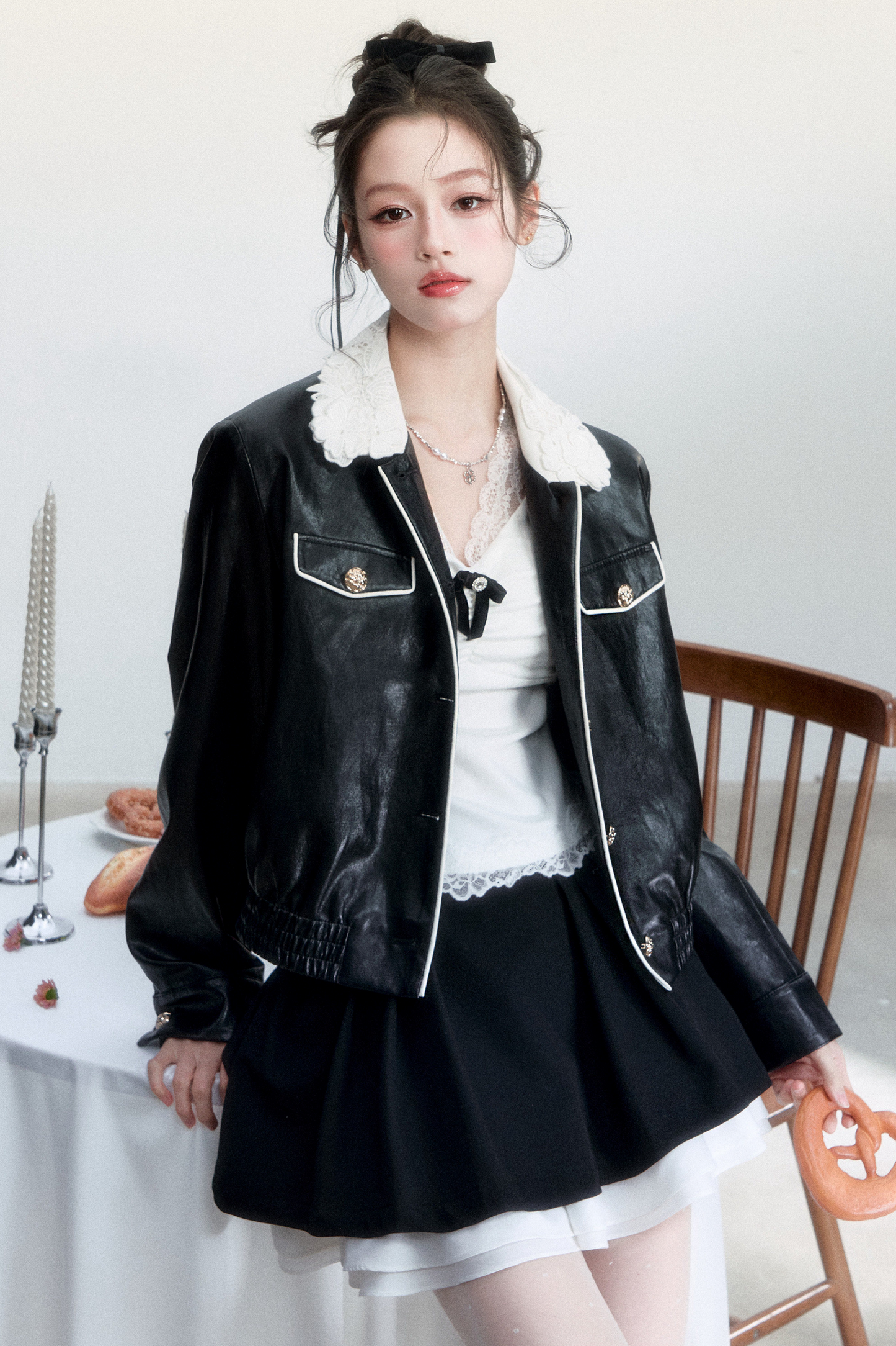 Lace Undercurrent Leather Jacket