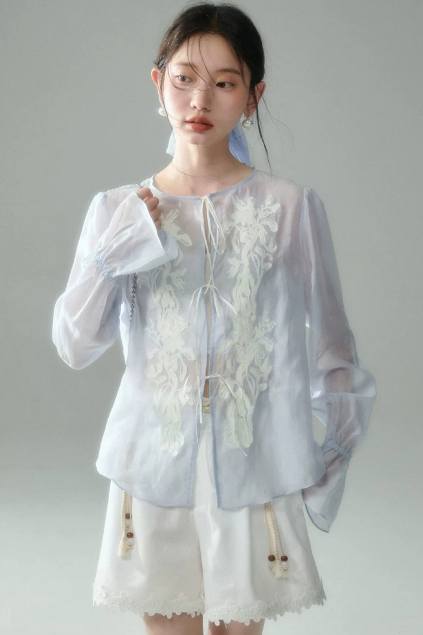 Embroidered Tencel Linen Blouse