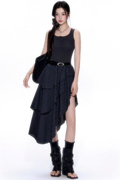 Summer Patchwork Asymmetrical Hem Dress