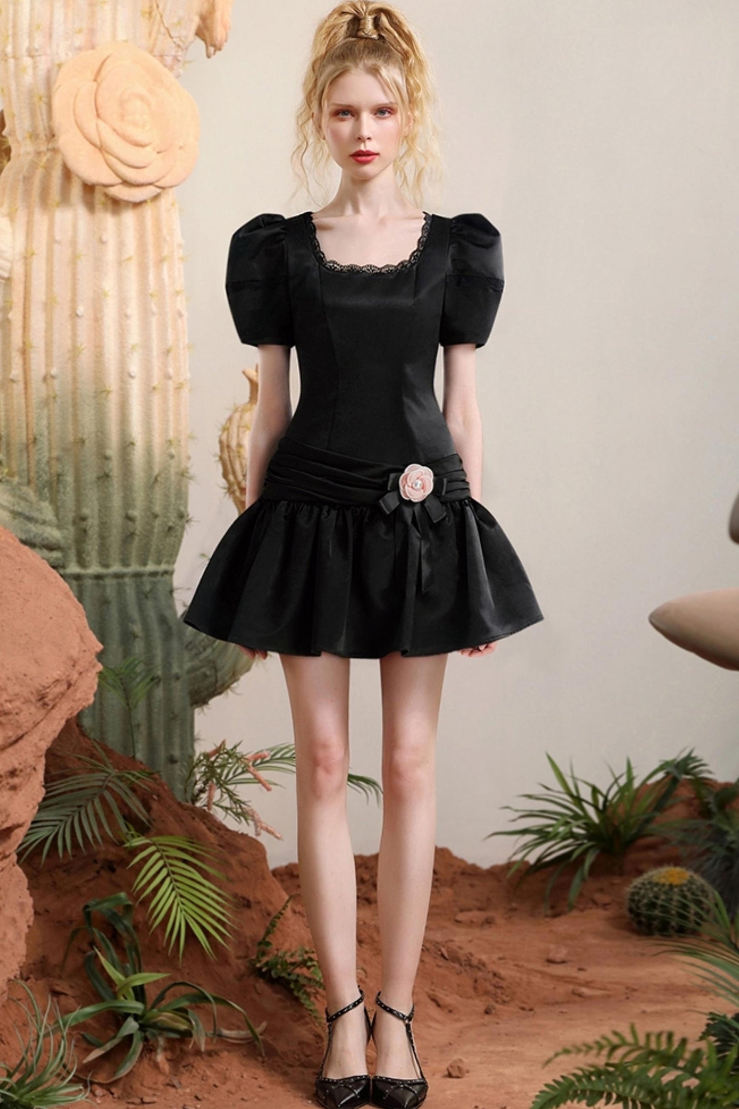 Bubble Sleeve Mini Dress