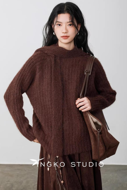 Hollow Cocoa Hood Sweater