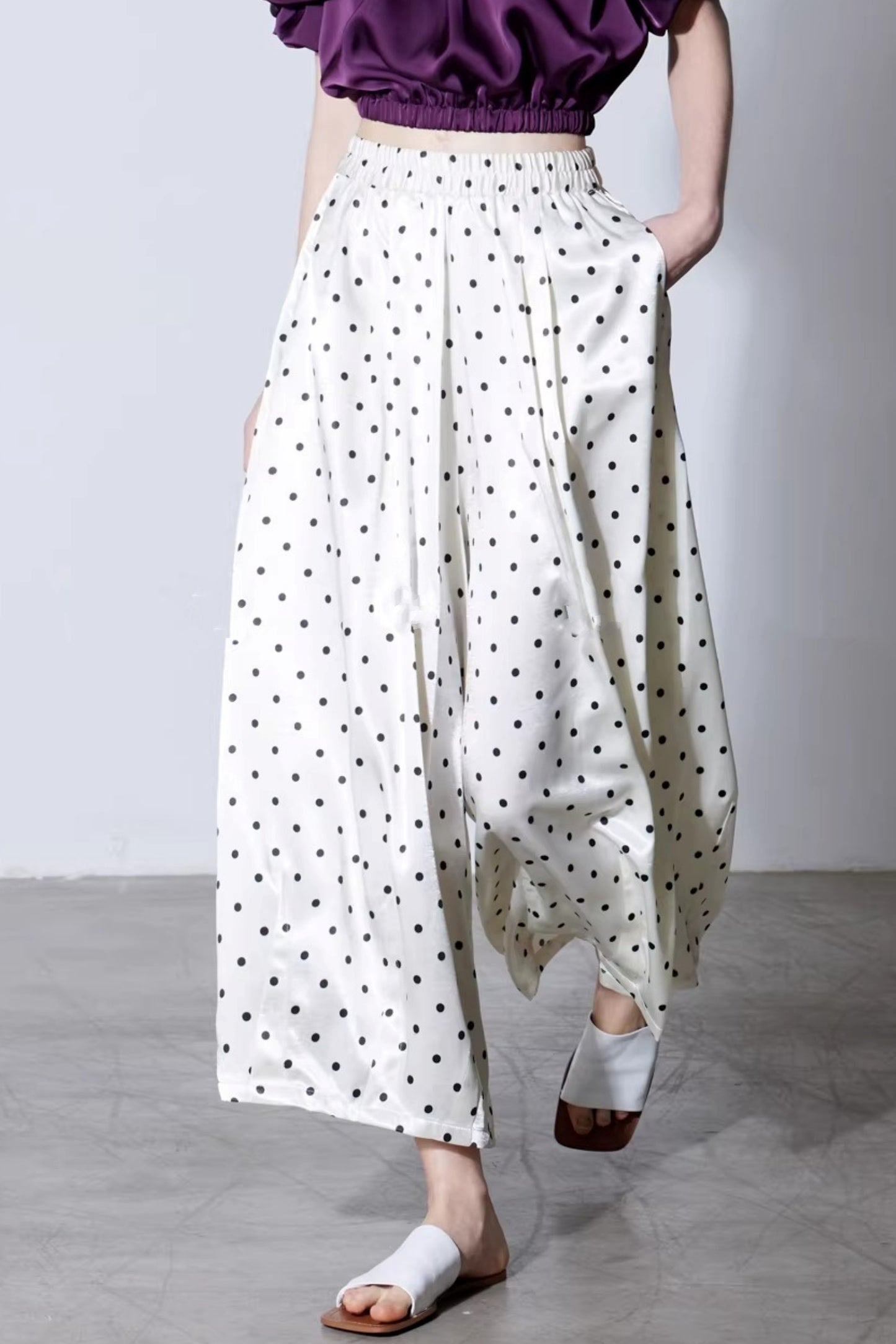 Off-White Polka Dot Silk Pants