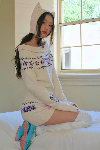 플러피 물방울 무늬 울 모자
