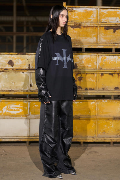 Short Sleeve Buckle Layered T-Shirt