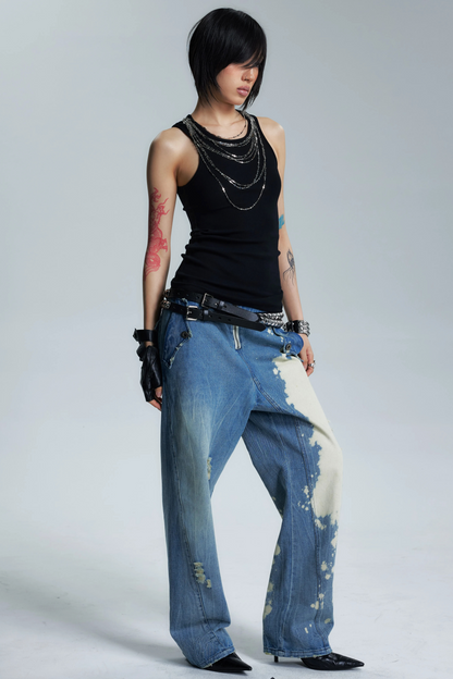 Two-Color Metal Chain Print Camisole Top