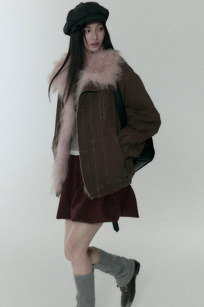 Pink Polka Dot Pleated Skirt