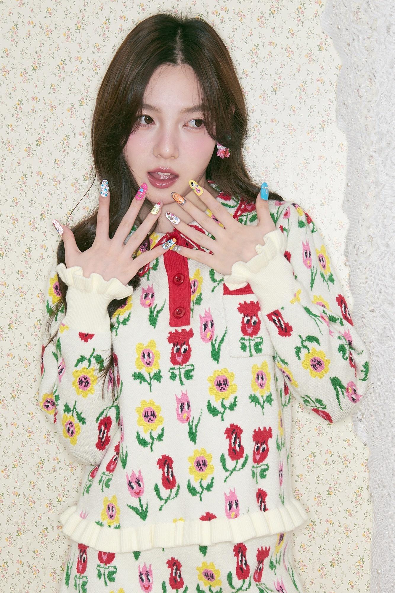 Peach Heart Knitted Top Skirt Set-Up