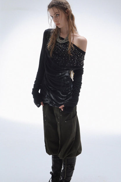 French Vintage Diamond Print Swing Top