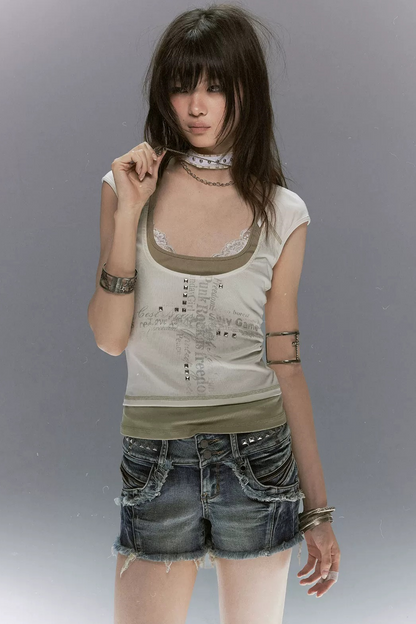 Silver Graffiti Cross T-Shirt