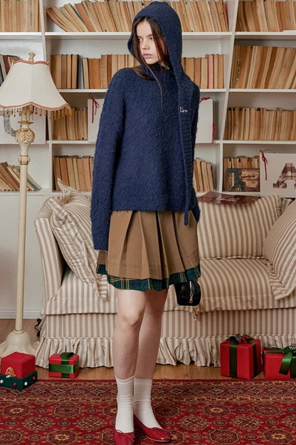 Navy Wool Hooded Sweater