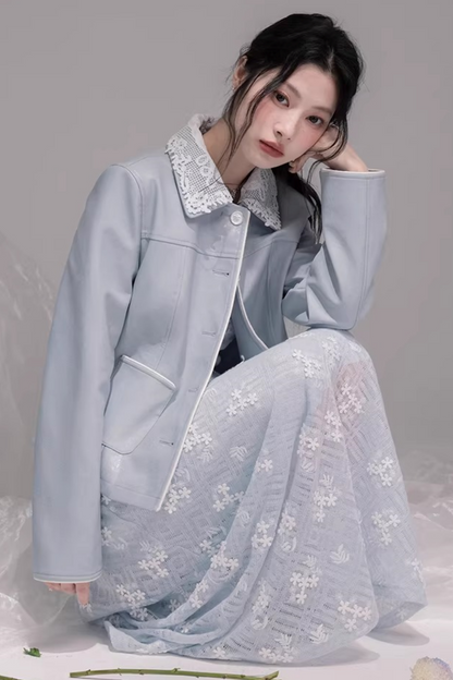 Embroidered Ice Lake Blue Dress