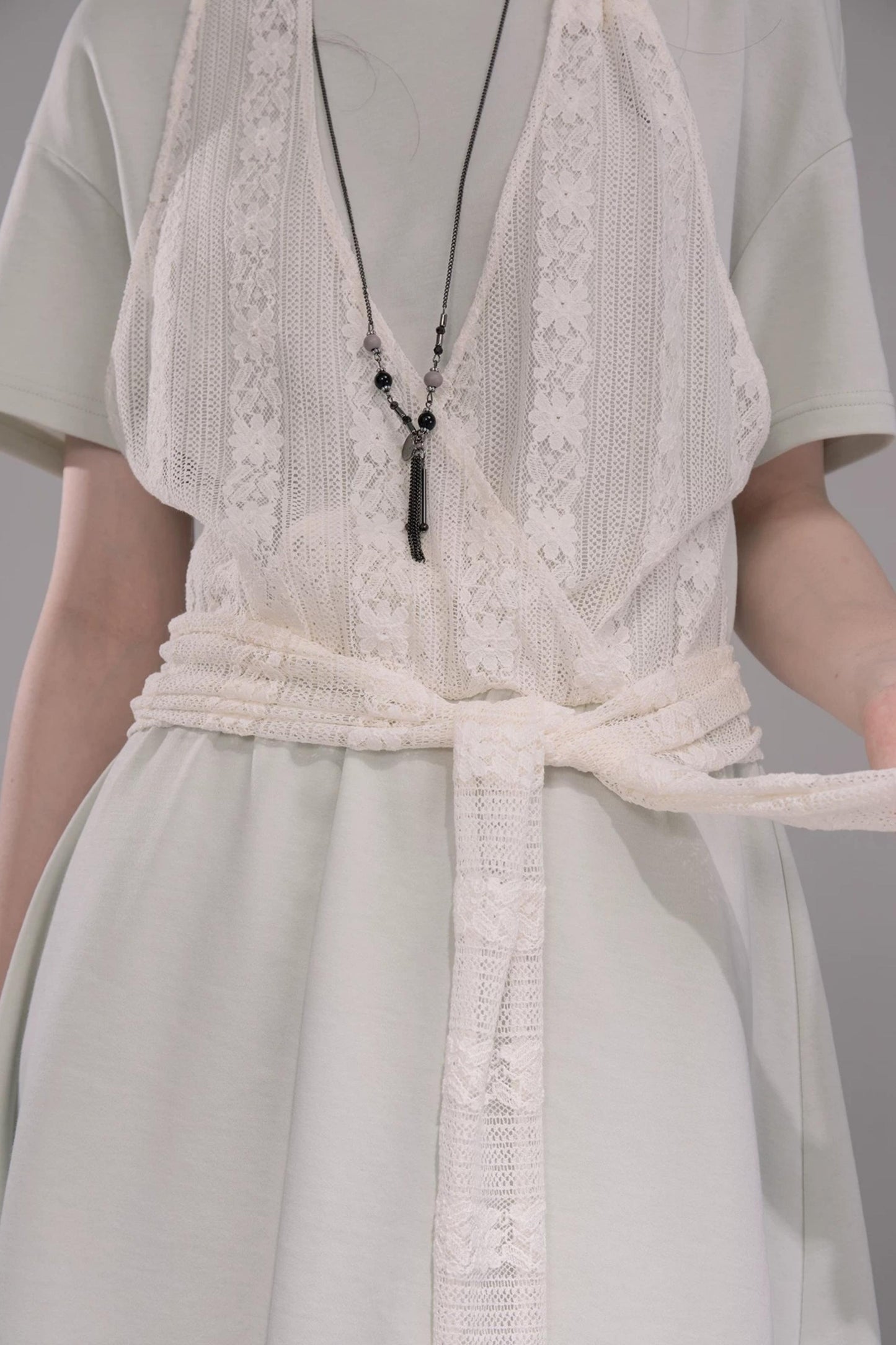 Layered Honeydew Halter Dress