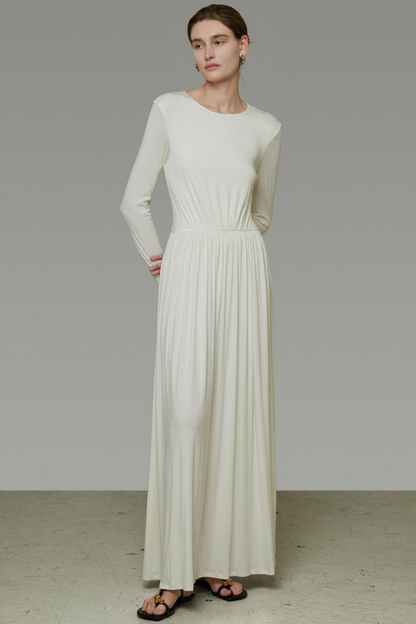 Textured Pleated Long Dress Set