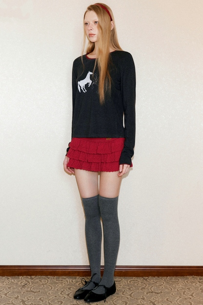 Retro Knitted Tiered Skirt