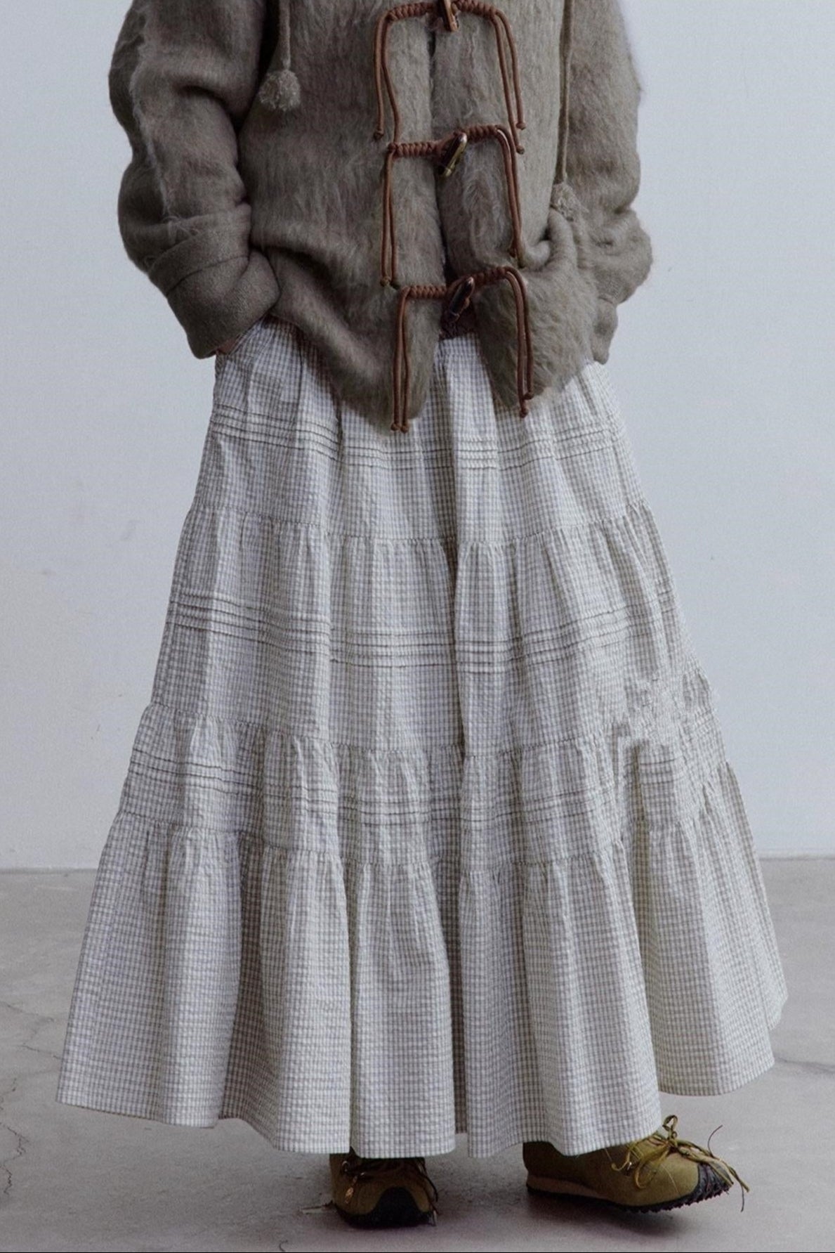 Check Layered Cake Skirt